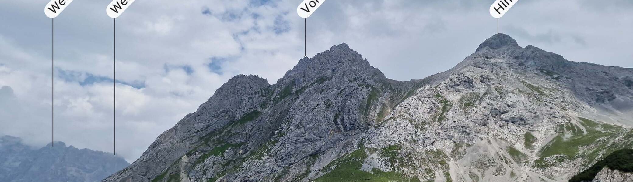 © Die Tajakante führt von links unten hinauf auf den vorderen Tajakopf. Diese Klettersteigtour ist nur aufgeschoben und wird auf dem Tourenplan für den nächsten Sommer stehen.